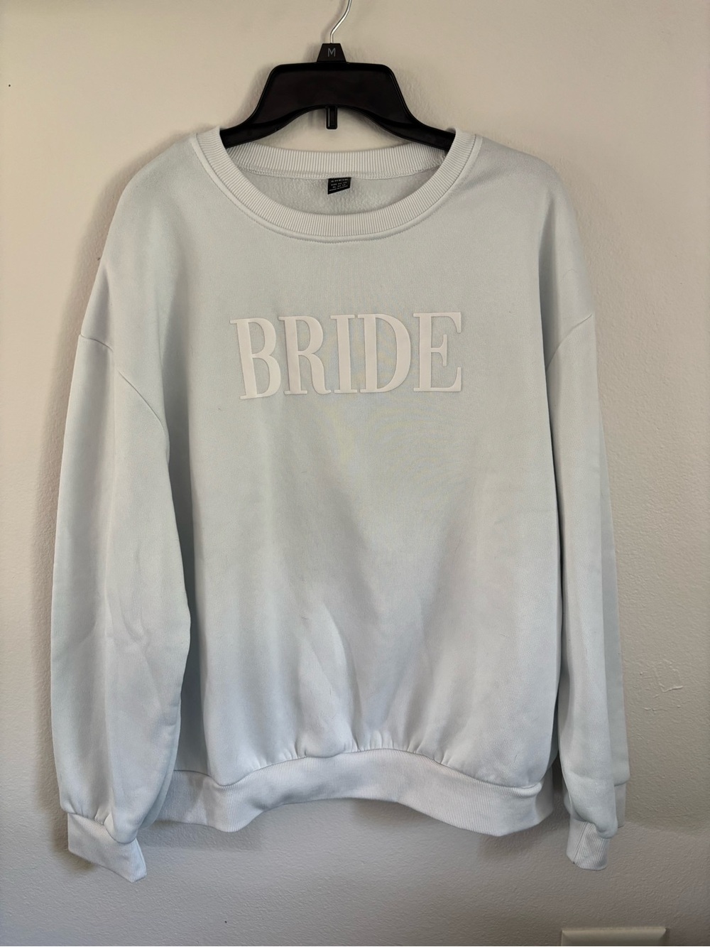 SHEIN Light Blue "BRIDE" Pullover Sweatshirt